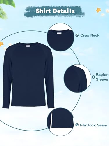 Boys Rash Guard Swimsuits Set with Swim Trunk 2 Piece Long Sleeve Swim Shirt and Bathing Suit Kids Youths Swimwear3