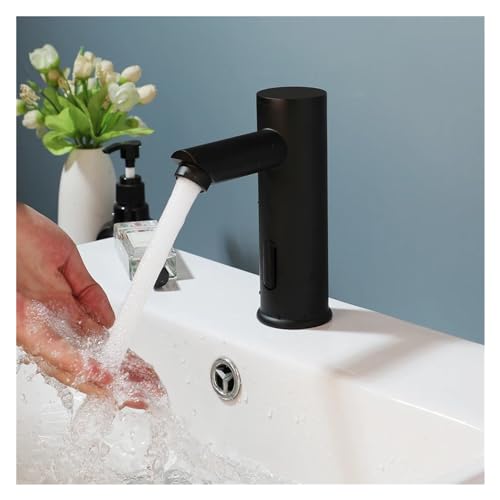 Robinet automatique à capteur infrarouge et mitigeur eau chaude froide pour lavabo noir mat