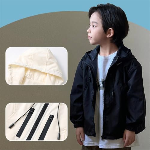 Boys Girls Jacket Waterproof Windbreaker Casual Fashion Hoodie Kids Long Sleeve Zip Up Solid Color Fall Winter Coat2