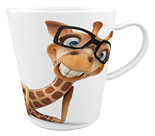Hipster Giraffe mit Brille |Latte Macchiato Becher Kaffeebecher mit Fotodruck |008