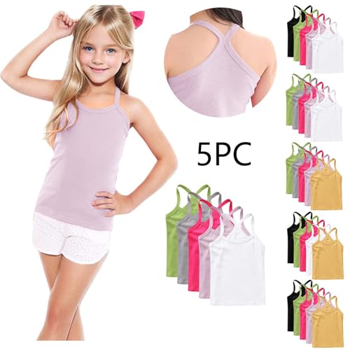 5-Pack Girls Dance Tank Tops Spaghetti Strap Basic Racerback Camisole Undershirts Summer Clothes for 1-13 Years2