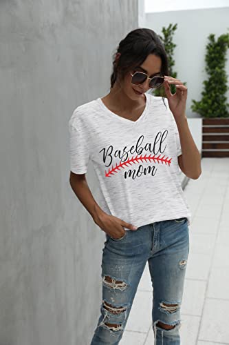 Baseball Mom T-Shirt Women Letter Print Funny Baseball Graphic Tees Tops Short Sleeve Casual Tee3