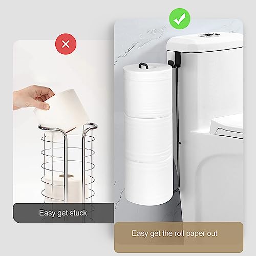 Toilet Paper Holder with Storagefor 3 Roll Tissue Wall Mounted Over The Tank Toilet Paper Holder Organizer Self Adhesive Toilet Paper Storage Stainless Steel Toliet Paper Holder（Black 1 Pcs） by Mivvosakuki - Image 5