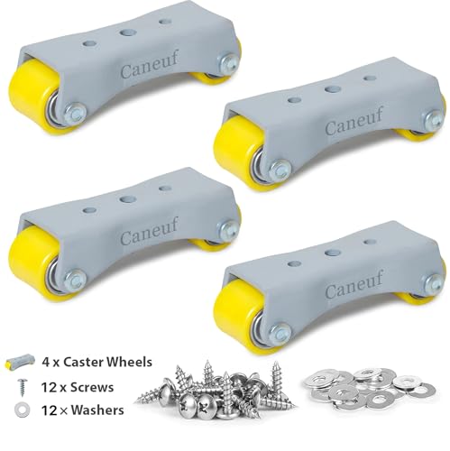 Image of Heavy Single Wheel Fixed Furniture Castor Wheels with Bearing, Flat Roller Wheels for Drawer, Sofa, Bed & Table, 350-450 kg Load Capacity (35mm, Set of 4)