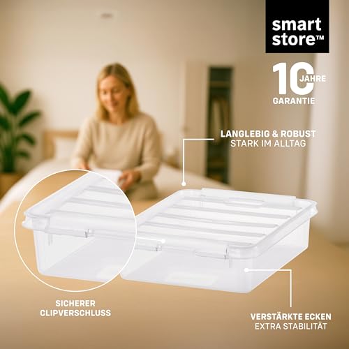 SmartStore - 10x Aufbewahrungsbox mit Deckel Classic 1L (21x17x6cm) | Stapelbare Box mit Deckel | Lebensmittelechte Kunststoffbox | Plastikbox mit Deckel & verstärkten Ecken | 10 Jahre Garantie