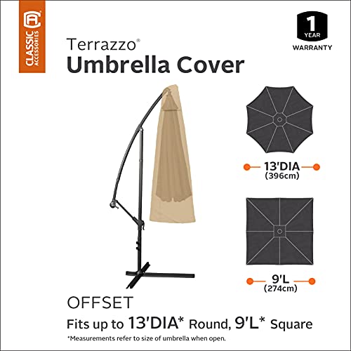 Classic Accessories Terrazzo Water-Resistant 13 Foot Offset Patio Umbrella Canopy Cover, Outdoor Umbrella Cover #TOP1