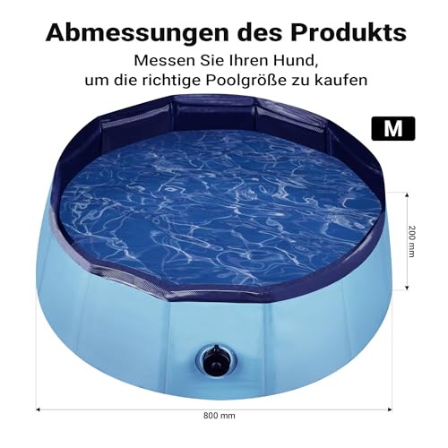 Fudajo Hundepool 80 x 20 cm rutschfestes Hundeplanschbecken, Hundeschwimmbad faltbar aus PVC, Hundebadewanne mit verstärkten Kanten, tragbarer Pool für Hunde