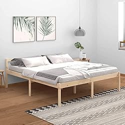 Festnight Estructura de Cama con Plataforma de Madera, Base de Cama, Base para Polchón Clásico, Cama Individual/Matrimonial para Adultos, Niños y Adolescentes, Marrón 180x200 cm #4