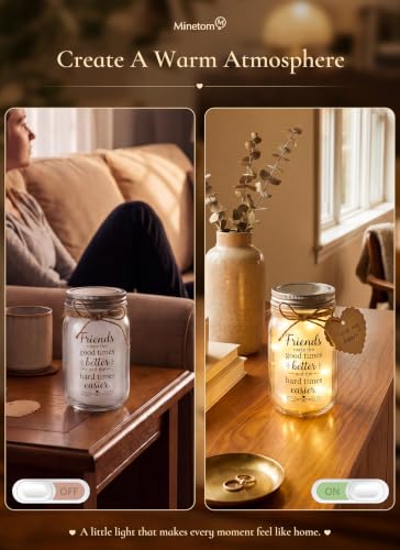 Minetom Friendship Gifts for Women, Best Friend Birthday Gifts Mason Jar - Image 4