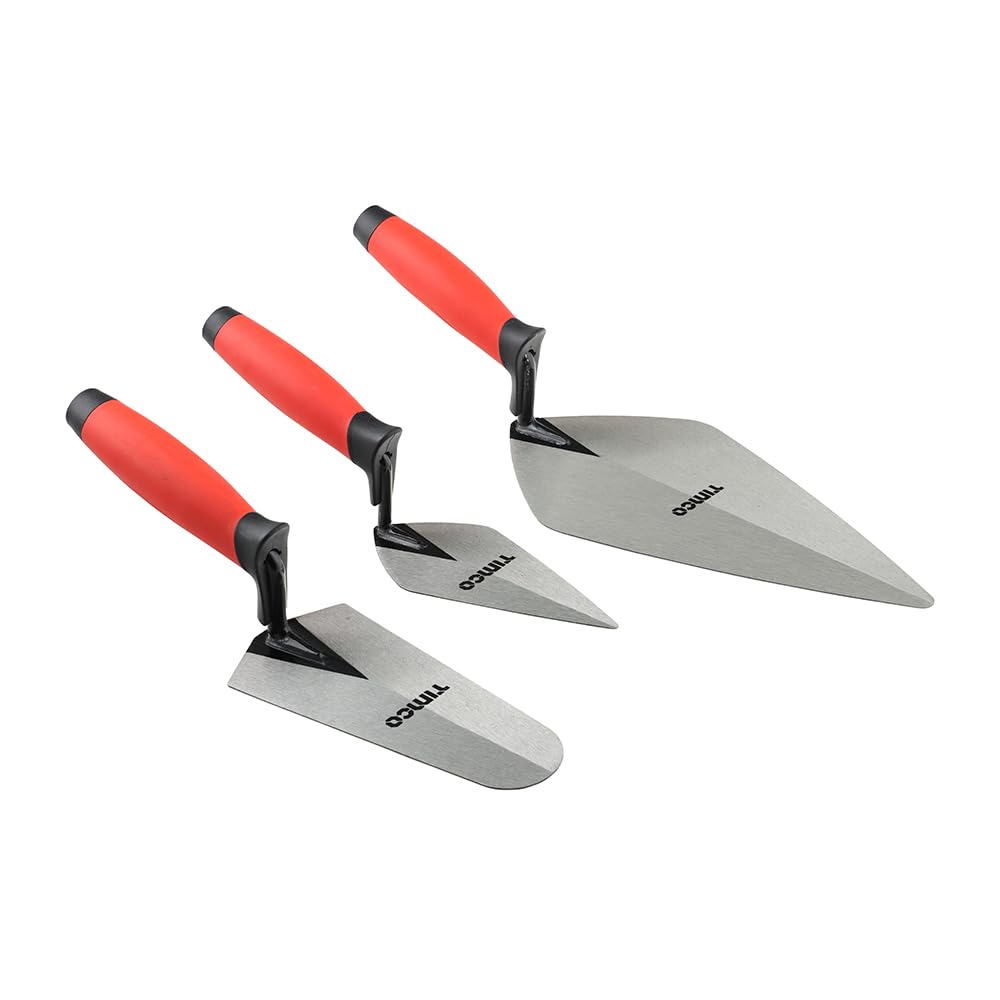 Lot de truelles à brique TIMCO taille 3 pièces avec lames en acier forgé haute durabilité