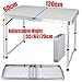 120CM Portable Aluminum Folding Table Party Garden BBQ Camping Table, 3 Gear Adjustable Height Lightweight Aluminum Foldable Table for Outdoor Picnic Cooking, White, Unfolding Size: 120x60x70/62/55cm