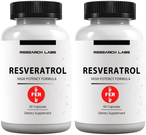 Research Labs High Potency Micronized Resveratrol Supplement 2 Fer 1 Ad - Potent Antioxidants Supplement, Trans Resveratrol for Heart Health, Promotes Anti Aging & Cognitive Support