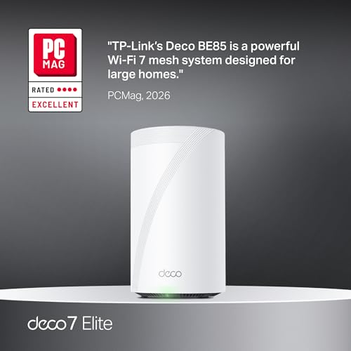 Image of TP-Link Deco 7 Elite BE85 Tri-Band WiFi 7 BE22000 Whole Home Mesh System- 2-Stream 22 Gbps, 2X 10G + 2X 2.5G Ports Wired Backhaul, 8X High-Gain Antennas, VPN, AI-Roaming, HomeShield (1-Pack)