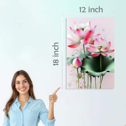 Image of SiddArtify Lotus Flower Wall Art Poster Print Set - Botanical Floral Decor for Bedroom Living Room Office - 12x18 inch Board Pack of 6
