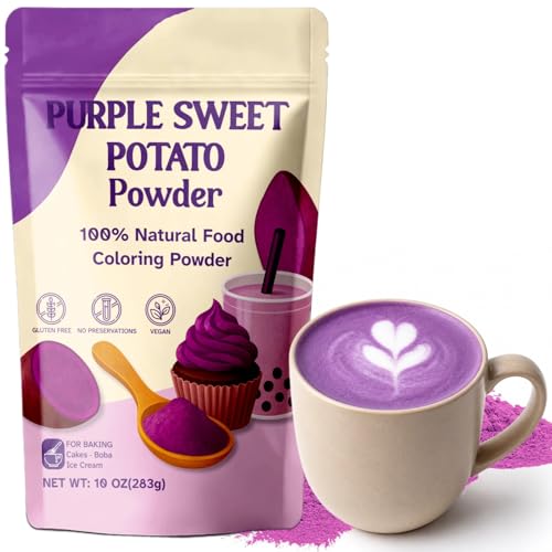 Purple Sweet Potato Powder - 100% Pure Ube Powder for Latte, 10oz/283g Purple Natural Food Coloring for Baking, Smoothies, Desserts, Vegan, No Added Sugar