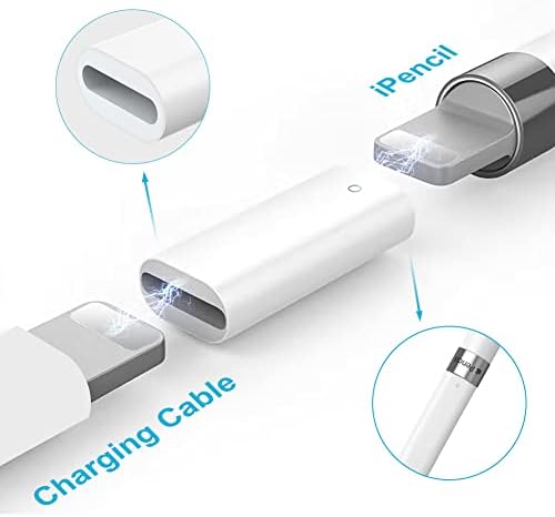 flintronic 2 Pcs Charging Adapter Connector Compatible with Apple Pencil 1st Generation, Female to Female Compatible with iPad Pro 12.9" 10.5" 9.7" iPad Air 3rd Generation, etc. (White)
