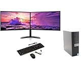 COMPUCLEAR Complete set Dual 22 inch IPS Monitors & OptiPlex 3040 Core i3 8GB RAM 1TB HDD DVDRW WiFi Windows 11 Pro 64-Bit Desktop PC Computer Keyboard and Mouse (Renewed)