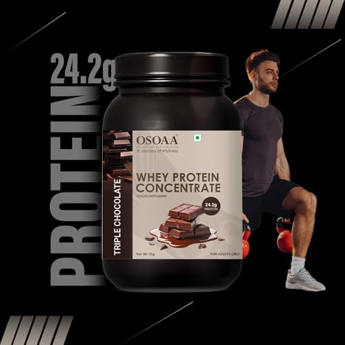 Image of OSOAA Whey Protein Concentrate Powder 1kg, Triple Chocolate | 24.3g Protein Powder for Muscle Support & Recovery | 100% Authentic Protein Supplement Powder & No Adulteration