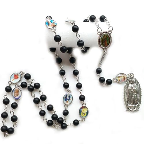 Seven Sorrows of Mary Rosary Black rosary necklace Rosary Catholic Necklace For Praying3