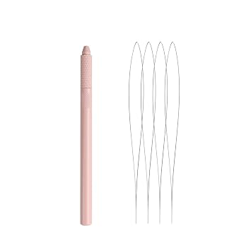Hair Extension Loop Tool Loop Needle Threader for Hair Extensions Loop Needle Pulling Hook Tool Micro Beads Loop Tool Kit Hair Loop Styling Tool for Feathers Hair Extensions, 2 Pink