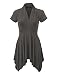 Made by Johnny MBJ WT1120 Womens Cross V Neck Short Sleeve Empire Line Panel Tunic Top XL Heather_Charcoal