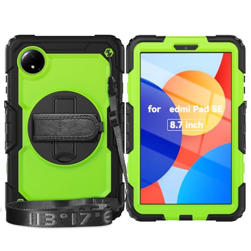 Housse Redmi Pad SE 8.7 rotative verte pour travailler partout en voyage
