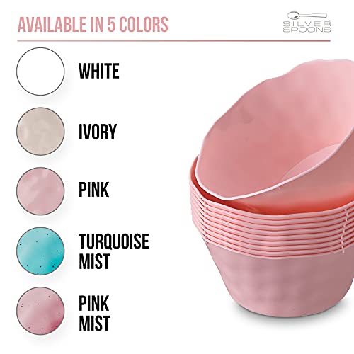 Hammered Design Plastic Soup Plates For Party, (10 Pc) Heavy Duty Disposable Dinner Set, 16 Oz, Fine China Look Dishes, Perfect For Upscale Weddings, Holidays And Events, Pink - Lava Collection #TOP2