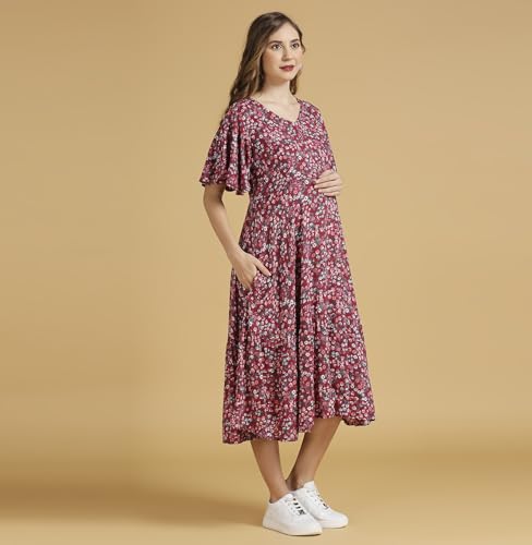 Image of MomToBe Women's Fit and Flare Calf Length Dress