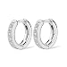 SELOVO Girl's Cubic Zirconia Round Huggie Hoop Earrings Silver Tone White