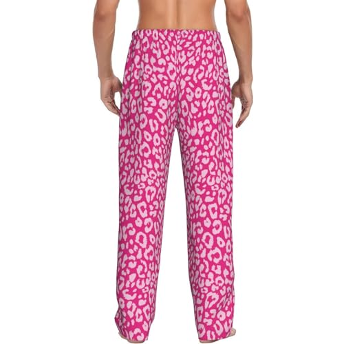 VOSERY Mens Pajama Pants with Pockets, Soft Leopard pink Sleepwear Mens Lounge Pajama Bottoms, Sleep Pants for Men3