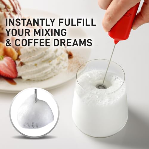 Image of Mini & Mighty Milk Frother Wand - Powerful Handheld Coffee Frother, Battery Operated Drink Mixer - Compact Pocket Size - Detachable Whisk for Latte, Cappuccino, Matcha, Hot Chocolate