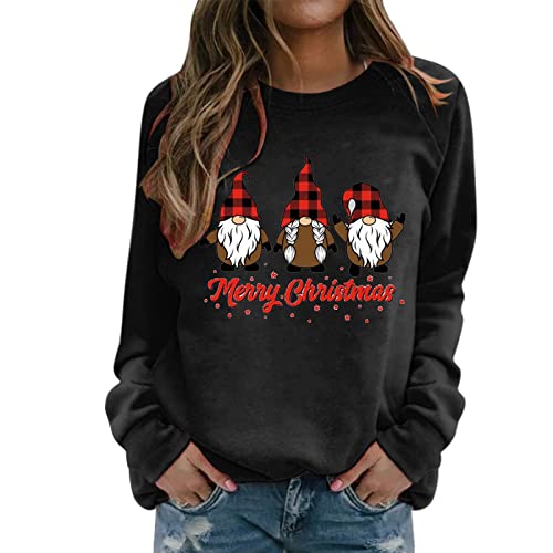 Sweatshirt femme Joyeux Noël pull décontracté noir pour journées cocooning