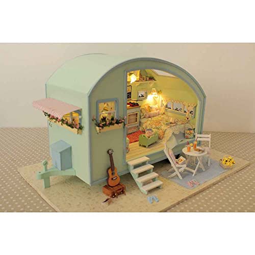 Kit de casa faça você mesmo, Casa de bonecas de madeira com música e luz, Conjunto de casa de boneca