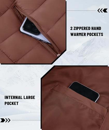 Mens Puffer Jacket with Hood Winter Jacket Lightweight Coat Warm Waterproof Insulated Hooded Zip Up Casual Puffy Coats — view 6