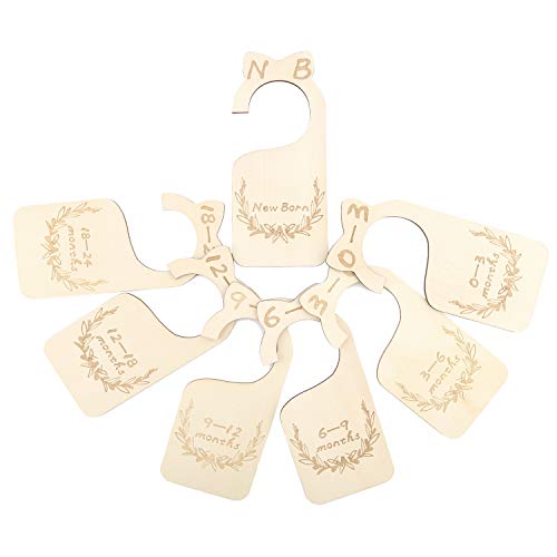 SAVITA 7 Piezas Separadores De Madera Para Armario De Beb�, Desde Reci�n Nacidos Hasta 24 Meses Organizadores De Tela Para Beb�s, Para Clasificaci�n De Ropa Para Beb�s y Ni�as, Decoraci�n De Guarder�a