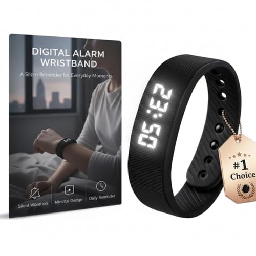 Vibrating Alarm Wristband Electric Clock Watch Shock Silent Sleeps Wrist Sleep Bracelet for Heavy Sleepers Wearable Wristband for Seniors Automatic Wake up Band Vibration with Digital for Deaf