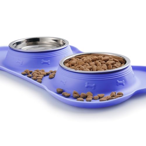 image for Hubulk Pet Dog Bowls 2 Stainless Steel Dog Bowl with No Spill Non-Skid