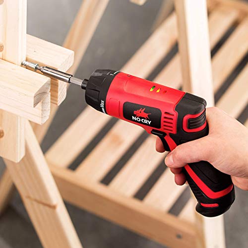 NoCry 10 N.m Cordless Electric Screwdriver - with 30 Screw Bits Set, Rechargeable 7.2 Volt Lithium Ion Battery and a Built-In LED Light