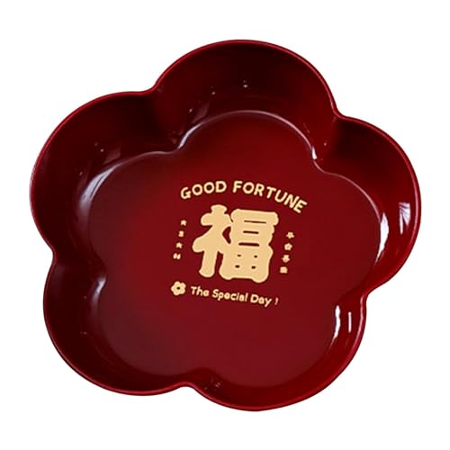 Samuliy Cuencos de frutas para centro de mesa, plato de frutas en forma de flor, rojo de la suerte, año nuevo, centro de mesa de grado alimenticio, cuenco de primavera para festividades, festivales,