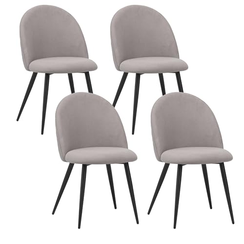 ALBATROS Set di 4 sedie da sala da pranzo con rivestimento in tessuto, colore grigio – elegante design vintage, rivestimento in tessuto, sedia imbottita certificata SGS – moderna sedia da cucina, sala