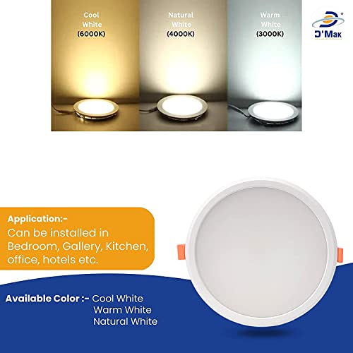Image of D'Mak 22 Watt Round 3 in 1 LED PC Panel Light for POP & False Ceiling - Cool White, Natural White, Warm White (Pack of 1)