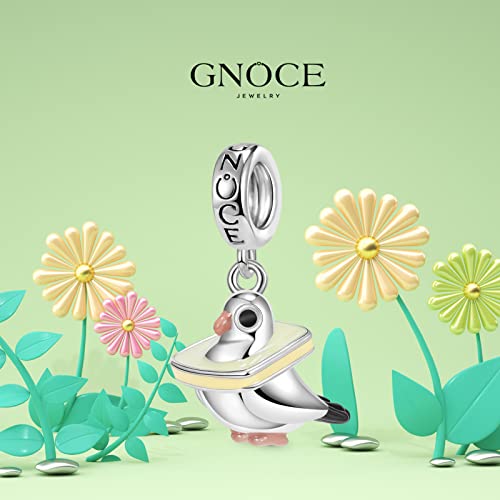 Image of GNOCE Owl Pendant Bead Charm With Bracelet S925 Sterling Silver Guarding You 18k Gold Plated Charm with CZ Fit for Bracelet /Necklace Charm Gifts for Animal Lover