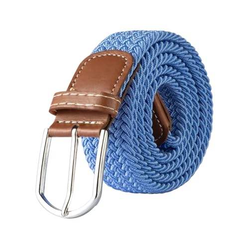 Decorative Belt 2.5cmx100cm /3.3cmx107cm Unisex Belt Casual Knitted Pin Buckle Belt Woven Canvas Elastic Braided Stretch Belts For Women for Country Concert Outfit(2.5cmX100cm,Sky blue)