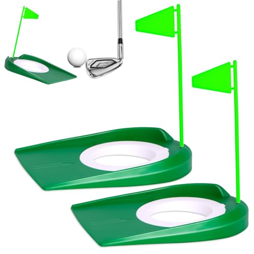 Image of Golf Putting Green Indoor Set, 2 Pack Cup with Flag, Practice Training Aids for Indoor Outdoor, Hole Putter Regulation Cup for Office