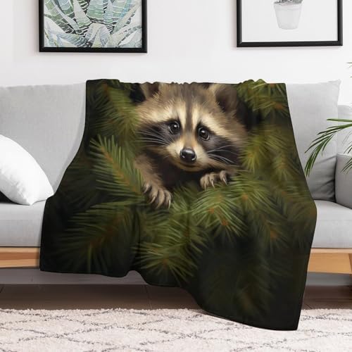 Couverture jeté flannel raton laveur 100x130cm pour canapé