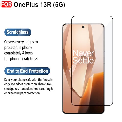 Image of CEDO Tempered Glass for OnePlus 13R (5G) | Screen Protector Full HD Quality Tempered Glass Anti-Scratch Edge to Edge Coverage with Easy Installation Kit (Black)