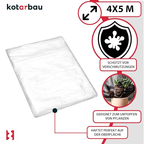 KOTARBAU® 10er Set - Malerfolie - Abdeckfolie - 4 x 5 m - Malervlies - Abdeckplane - Bauschutzfolie - Robust - Transparent