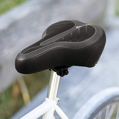 BESPORTBLE Assento de bicicleta de couro universal acolchoado espesso com luz para ciclismo de monta