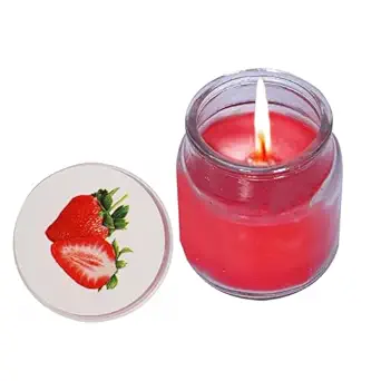 Babies Bloom Blue Baby Shower Candle, Baby Shower Candle Favor | Baby Candles| Baby Gifts (Glass Candle Strawberry)