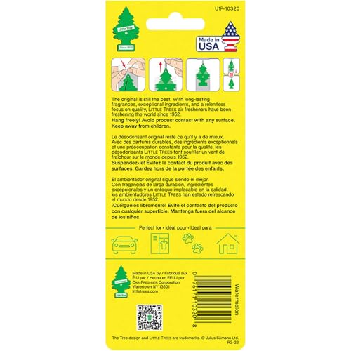 Image of LITTLE TREES Car Air Freshener | Hanging Paper Tree for Home or Car | Watermelon Scent | 6 Pack